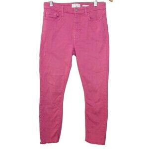 JEN7 by 7 For All Mankind Jeans Women Size 6 Cropped Skinny Pink Stretch Denim